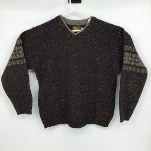 Vintage Alps Mountaineering Men’s Size Large V-Neck Wool Blend Sweater Brown Tan